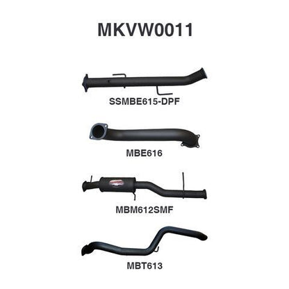 V6 Amarok 3in DUMP PIPE BACK With Small Muffler Extended Tailpipe