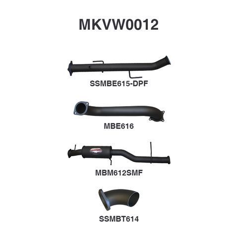 V6 Amarok 3in DUMP PIPE BACK With Small Muffler Dump At Diff