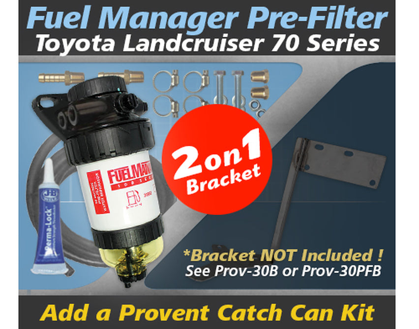 Toyota Landcruiser 70 Series 2007-ON Fuel Manager Pre Filter Dual Bracket Kit - OS-30-FM