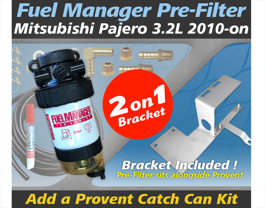 Mitsubishi Pajero 3.2L Fuel Manager Pre-Filter Kit/Pairs With Provent Catch Can Dual Bracket Kit - OS-38-FM