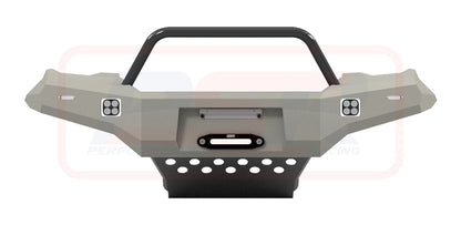 Holden Colorado RG1 Ambush Satin Black Single Hoop Bar, Pre-Runner Infill (2" Body Lift), Slimline Silver Fairlead