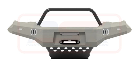 Holden Colorado RG1 Ambush Satin Black Single Hoop Bar, Pre-Runner Infill (2" Body Lift), Slimline Silver Fairlead