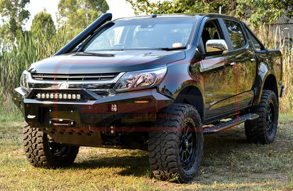 Holden Colorado RG2 Ambush Satin Black Sheet Metal Hoop Bar, Pre-Runner Infill (No Body Lift), Standard Silver Fairlead