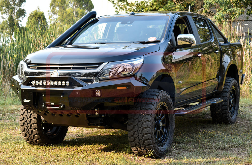 Holden Colorado RG2 Ambush Customer Painted Sheet Metal Hoop Bar, Pre-Runner Infill (2" Lift), Splash Guards, Std Black Fairlead, Sensors
