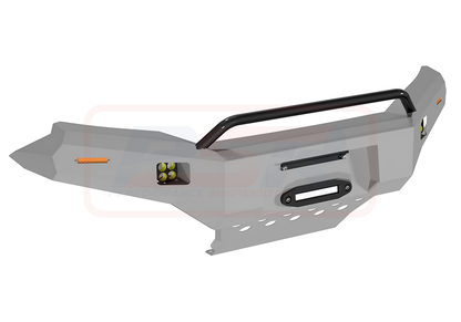 Holden Colorado RG2 Ambush Satin Black Low Single Hoop Bar, Pre-Runner Infill (2" Body Lift), Splash Guards, Standard Silver Fairlead