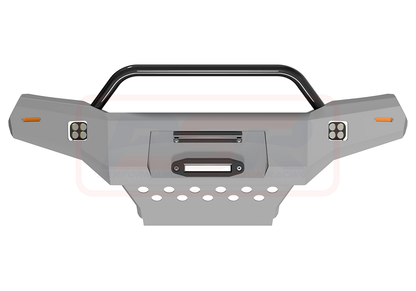 Holden Colorado RG2 Ambush Satin Black Single Hoop Bar, Pre-Runner Infill (1" Body Lift), Slimline Silver Fairlead, Sensors