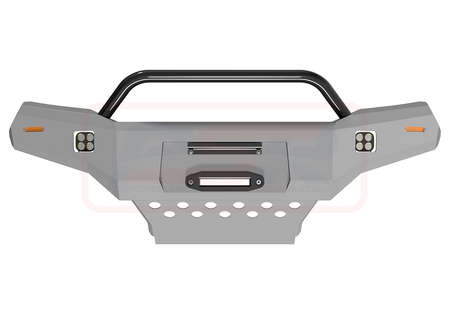 Holden Colorado RG2 Ambush Satin Black Single Hoop Bar, Pre-Runner Infill (1" Body Lift), Slimline Silver Fairlead, Sensors