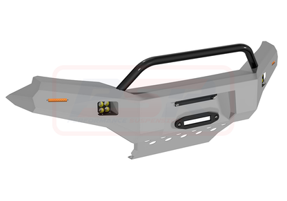 Holden Colorado RG2 Ambush Satin Black Single Hoop Bar, Pre-Runner Infill (1" Body Lift), Slimline Silver Fairlead, Sensors
