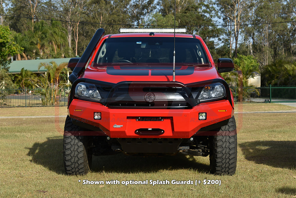 Holden Colorado RG2 Ambush Customer Painted Triple Hoop Bar, Pre-Runner Infill (2" Body Lift), Slimline Silver Fairlead, Sensors