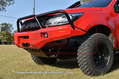 Holden Colorado RG2 Ambush Satin Black Triple Hoop Bar, Pre-Runner Infill (No Body Lift), Slimline Black Fairlead, Sensors