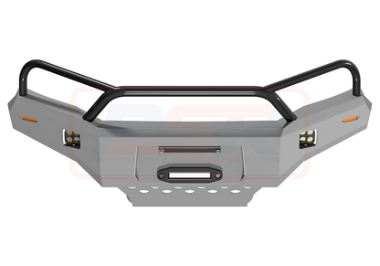 Holden Colorado RG2 Ambush Satin Black Triple Hoop Bar, Pre-Runner Infill (No Body Lift), Slimline Silver Fairlead