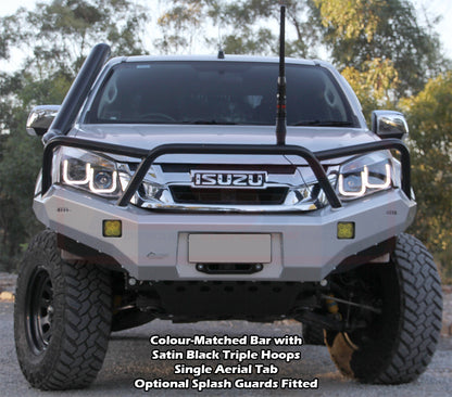 D-MAX 1 2012-2017 Ambush Satin Black Triple Hoop Bar, Pre-Runner Infill (2" Body Lift), Splash Guards, Standard Silver Fairlead
