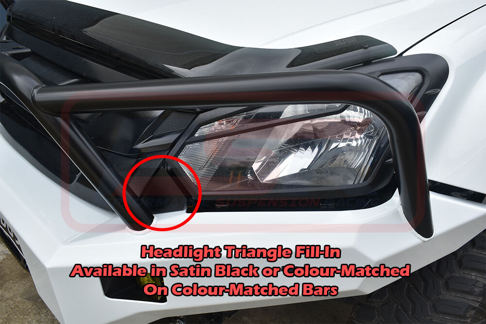 Isuzu D-MAX 2 2017-2020 Ambush Satin Black Sheet Metal Hoop Bar, Pre-Runner Infill (No Body Lift), Slimline Silver Fairlead