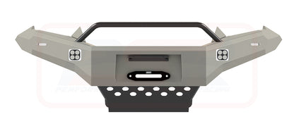 Isuzu D-MAX 2 2017-2020 Ambush Satin Black Low Single Hoop Bar, Pre-Runner Infill (No Body Lift), Splash Guards, Slimline Silver Fairlead