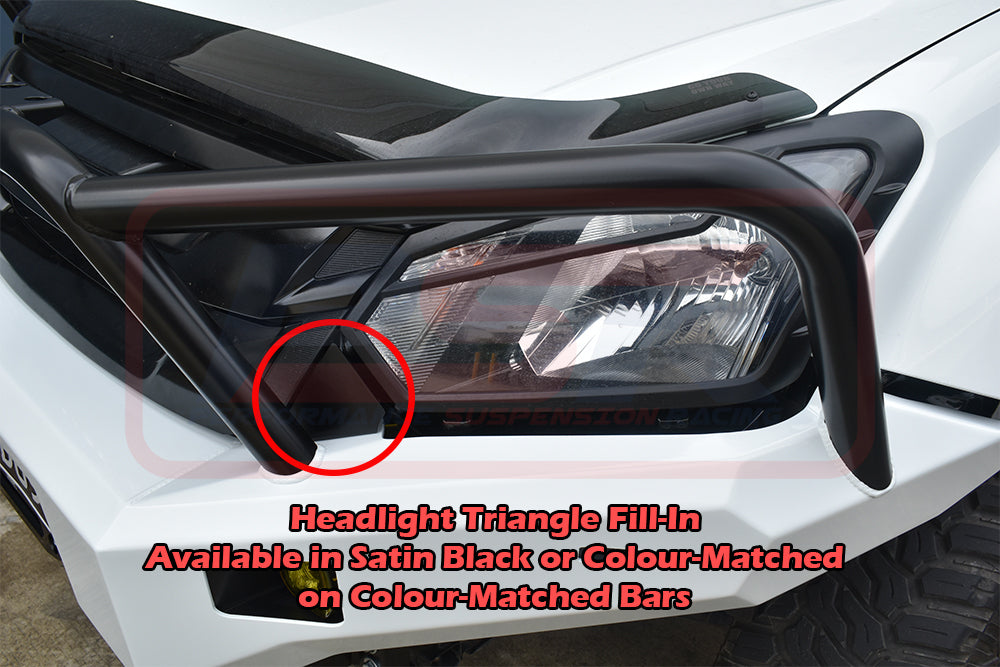 D-MAX 2 2017-2020 Ambush Customer Painted Single Hoop Bar, Pre-Runner Infill (2" Body Lift), Standard Black Fairlead, Satin Black Triangle