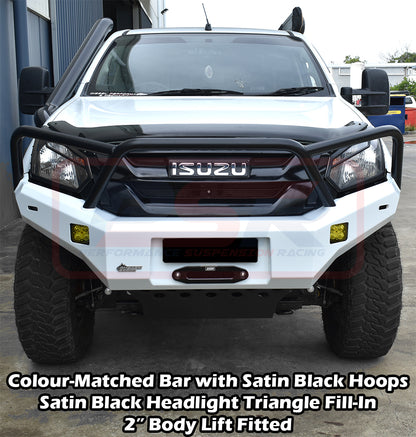 D-MAX 2 2017-2020 Ambush Satin Black Triple Hoop Bar, Pre-Runner Infill (No Body Lift), Splash Guards, Standard Silver Fairlead