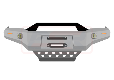 Toyota Hilux N70 11-15 Ambush Colour Coded Bar, Satin Black Sheet Metal Hoop, Pre-Runner Infill (No Body Lift), Slimline Black Fairlead