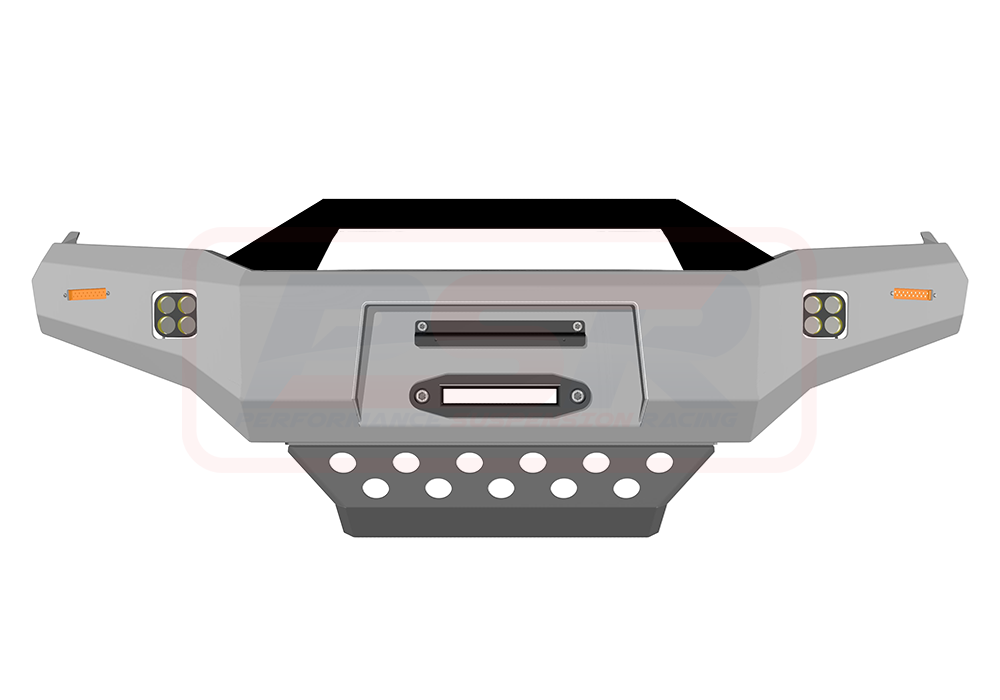 Toyota Hilux N70 11-15 Ambush Satin Black Sheet Metal Hoop Bar, Pre-Runner Infill (2" Body Lift), Slimline Silver Fairlead