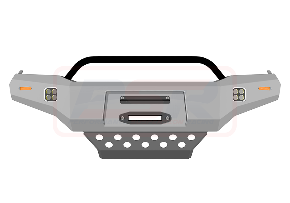 Toyota Hilux N70 11-15 Ambush Satin Black Low Single Hoop Bar, Pre-Runner Infill (No Body Lift), Standard Silver Fairlead