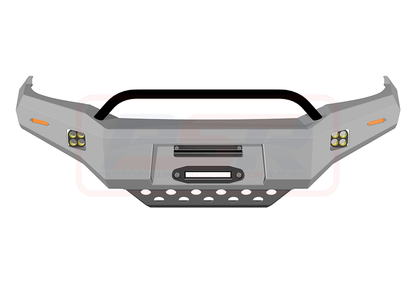 Toyota Hilux N70 11-15 Ambush Customer Painted Low Single Hoop Bar, Pre-Runner Infill (No Body Lift), Standard Silver Fairlead