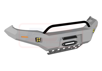 Toyota Hilux N70 11-15 Ambush Colour Coded Bar, Satin Black Low Single Hoop, Pre-Runner Infill (1" Body Lift), Splash Guards, Standard Silver Fairlead