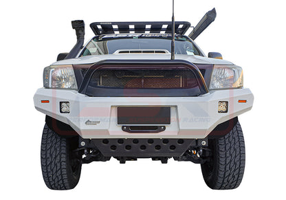 Toyota Hilux N70 11-15 Ambush Satin Black Single Hoop Bar, Pre-Runner Infill (2" Body Lift), Splash Guards, Standard Silver Fairlead