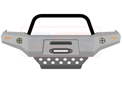Toyota Hilux N70 11-15 Ambush Satin Black Single Hoop Bar, Pre-Runner Infill (2" Body Lift), Splash Guards, Standard Silver Fairlead