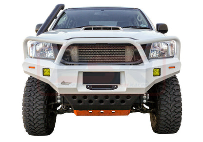 Toyota Hilux N70 11-15 Ambush Colour Coded Bar, Satin Black Triple Hoop, Pre-Runner Infill (1" Body Lift), Splash Guards, Slim Silver Fairlead