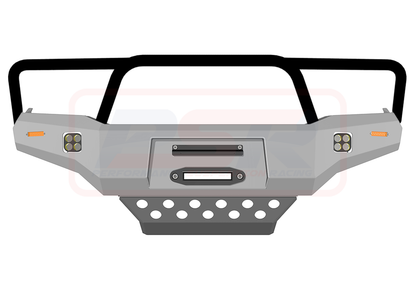 Toyota Hilux N70 11-15 Ambush Customer Painted Triple Hoop Bar, Pre-Runner Infill (2" Body Lift), Splash Guards, Standard Black Fairlead