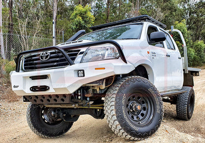 Toyota Hilux N70 11-15 Ambush Customer Painted Triple Hoop Bar, Pre-Runner Infill (2" Body Lift), Splash Guards, Standard Black Fairlead