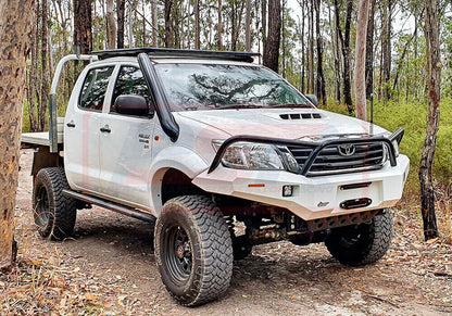 Toyota Hilux N70 11-15 Ambush Colour Coded Bar, Satin Black Triple Hoop, Pre-Runner Infill (2" Body Lift), Slimline Silver Fairlead