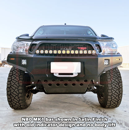 Toyota Hilux N80 MK2 6/2018-4/2020 Ambush Customer Painted Hoopless Bar, Pre-Runner Infill (No Body Lift), Slimline Silver Fairlead