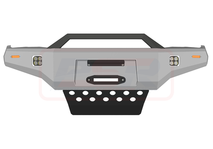 Toyota Hilux N80 MK2 6/18-4/20 Ambush Colour Coded Bar, Satin Black Sheet Metal Hoop, Infill (2" Body Lift), Splash Guards, Standard Black Fairlead