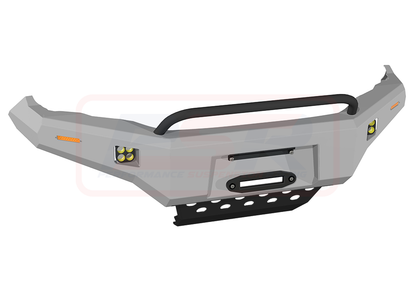 Toyota Hilux N80 MK1 16-5/18 Ambush Satin Black Low Single Hoop Bar, Pre-Runner Infill (2" Body Lift), Slimline Black Fairlead