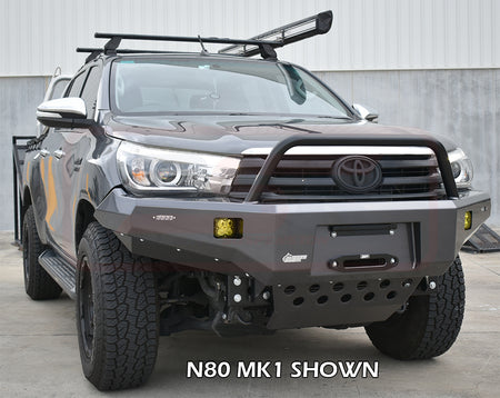 Hilux N80 MK1 16-5/18 Ambush Customer Painted Single Hoop Bar, Pre-Runner Infill (1" Body Lift), Slimline Silver Fairlead