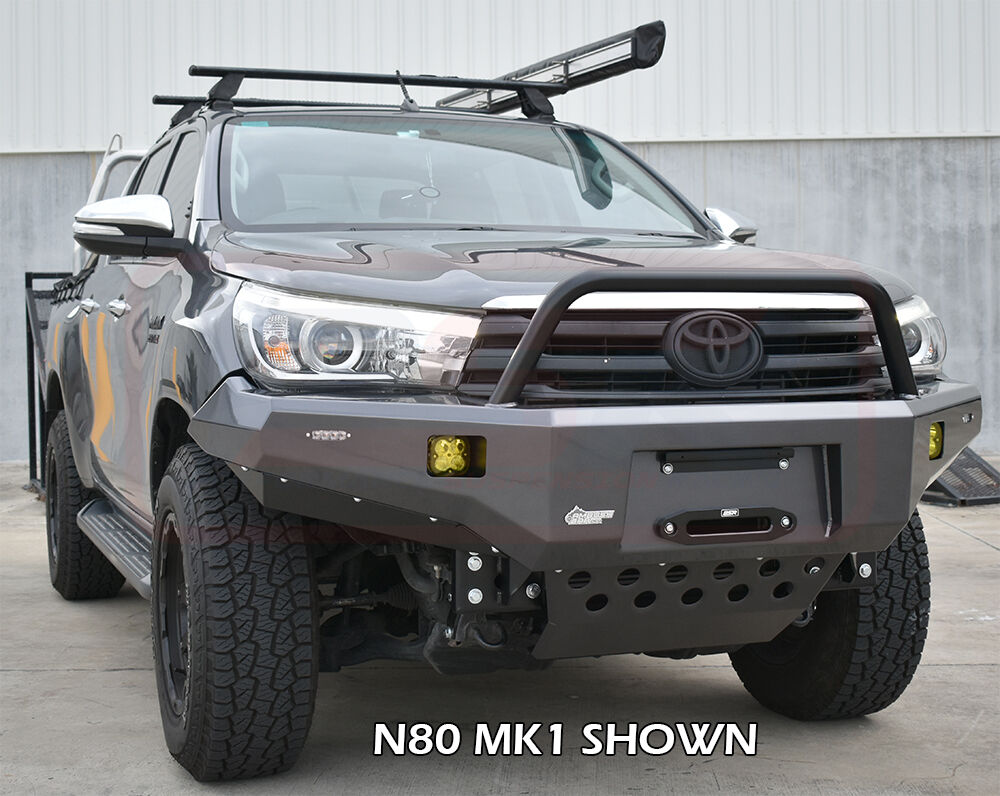 Hilux N80 MK2 6/18-4/20 Ambush Colour Coded Bar, Satin Black Single Hoop, Pre-Runner Infill (1" Body Lift), Slimline Black Fairlead
