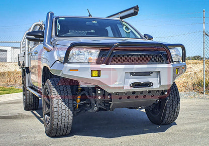 Hilux N80 MK1 16-5/18 Ambush Satin Black Triple Hoop Bar, Pre-Runner Infill (No Body Lift), Standard Silver Fairlead