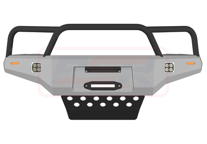 Hilux N80 MK1 16-5/18 Ambush Colour Coded Bar, Satin Black Triple Hoop, Pre-Runner Infill (No Body Lift), Standard Black Fairlead