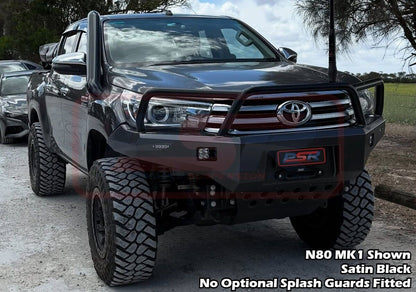 Hilux N80 MK1 16-5/18 Ambush Colour Coded Bar, Satin Black Triple Hoop, Pre-Runner Infill (No Body Lift), Splash Guards, Standard Silver Fairlead