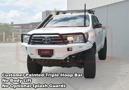 Hilux N80 MK1 16-5/18 Ambush Customer Painted Triple Hoop Bar, Pre-Runner Infill (2" Body Lift), Standard Silver Fairlead