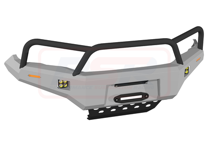 Hilux N80 MK2 6/18-4/20 Ambush Satin Black Triple Hoop Bar, Pre-Runner Infill (1" Body Lift), Standard Black Fairlead