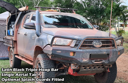 Toyota Hilux N80 MK3 5/20-On Ambush Colour Coded Bar, Satin Black Triple Hoop, Pre-Runner Infill (1" Body Lift), Slimline Silver Fairlead, Sensors