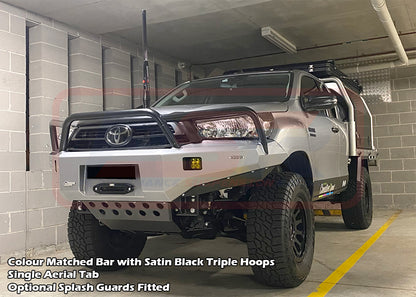 Hilux N80 MK3 5/20-On Ambush Customer Painted Triple Hoop Bar, Pre-Runner Infill (1" Body Lift), Slimline Silver Fairlead, Sensors