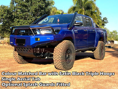 Hilux N80 MK3 5/20-On Ambush Customer Painted Triple Hoop Bar, Pre-Runner Infill (2" Body Lift), Slimline Silver Fairlead, Sensors, Camera