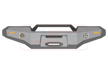 Toyota Landcruiser 80 Series Ambush Sheet Metal Hoop Satin Black Bar, No Body Lift, Slimline Black Fairlead