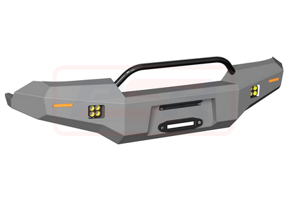 Toyota Landcruiser 80 Series Ambush Low Single Hoop Satin Black Bar, No Body Lift, Slimline Black Fairlead