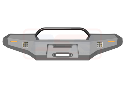 Toyota Landcruiser 80 Series Ambush Colour Coded Bar, Satin Black Low Single Hoop, No Body Lift, Standard Silver Fairlead