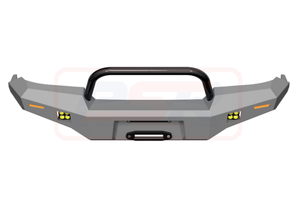 Toyota Landcruiser 80 Series Ambush Satin Black Single Hoop Bar, No Body Lift, Standard Silver Fairlead