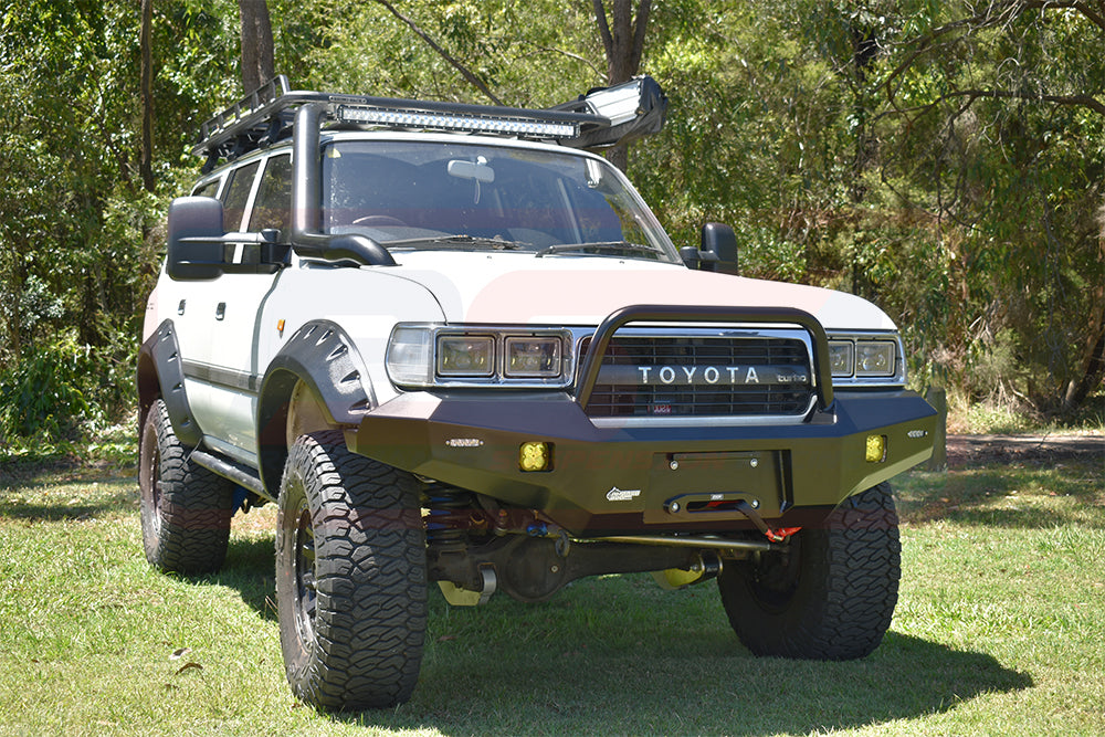 Toyota Landcruiser 80 Series Ambush Customer Painted Single Hoop Bar, No Body Lift, Slimline Silver Fairlead