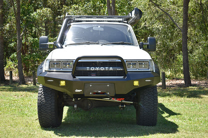 Toyota Landcruiser 80 Series Ambush Customer Painted Single Hoop Bar, No Body Lift, Slimline Silver Fairlead